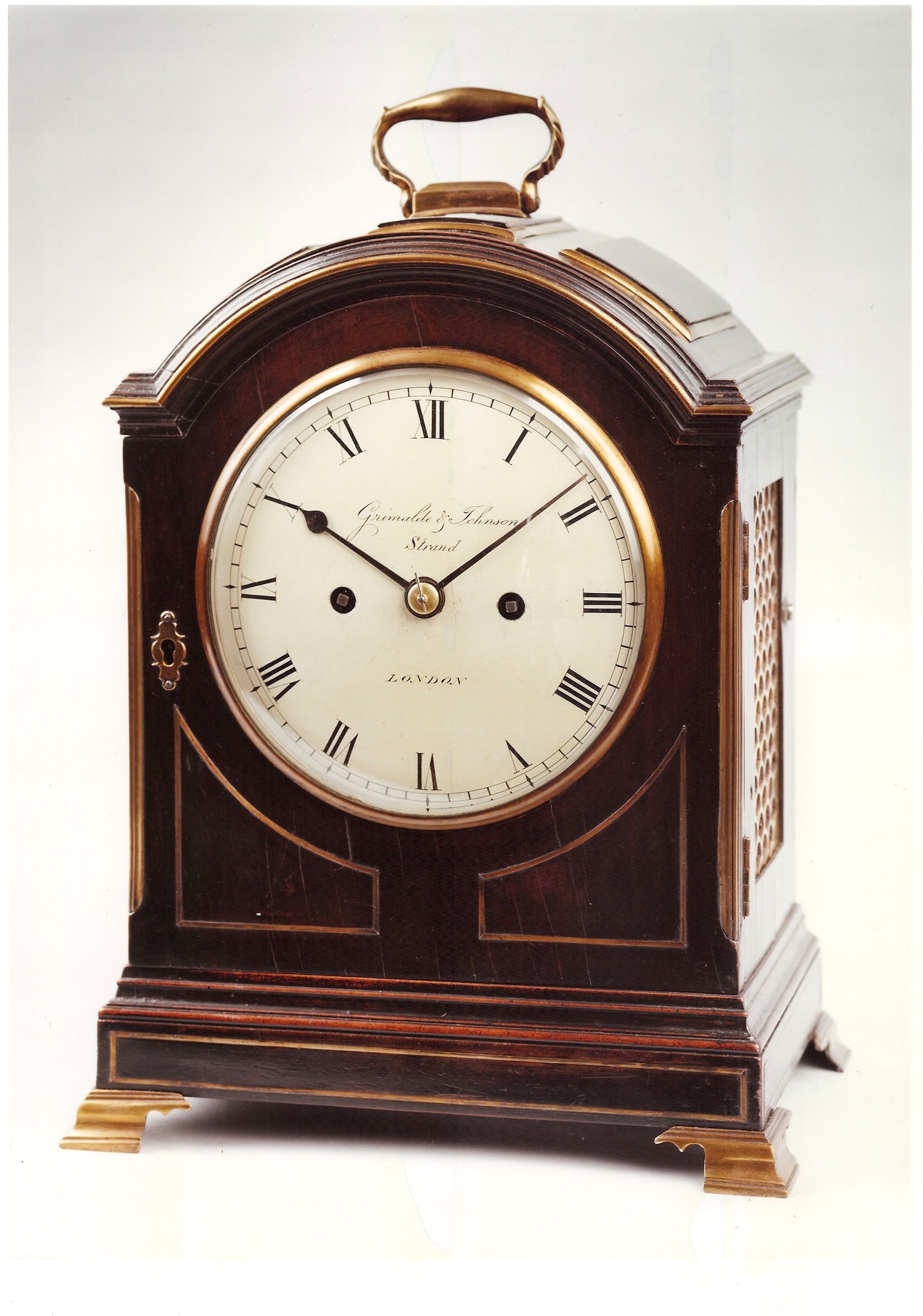 EARLY 19TH CENTURY ANTIQUE BRACKET CLOCK BY GRIMALDE & JOHNSON OF LONDON